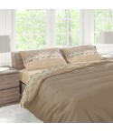 Lenzuola flanella calda fiori beige matrimoniale Soffice D15-2 piazze