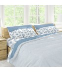 Lenzuola flanella calda fiori azzurro matrimoniale Soffice D17-2 piazze