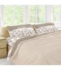 Lenzuola flanella calda fiori beige matrimoniale Soffice D17-2 piazze