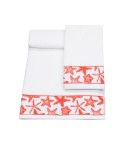 Vingi set asciugamani viso + ospite Star bianco-corallo