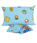 Completo letto singolo federa + sotto con angoli + lenzuolo Super Mario