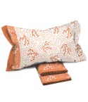 Completo letto Pompea Swirl lenzuola sopra sotto con angoli federa arancio