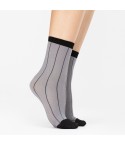 Calzino gessato grigio particolare Fiore Trinket 40 den