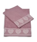 Vingi set asciugamani viso + ospite cotone Valentina rosa