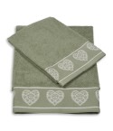 Vingi set asciugamani viso + ospite cotone Valentina verde
