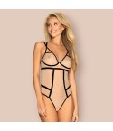 Body nudo perlato cinghie nere Obsessive Nudelia