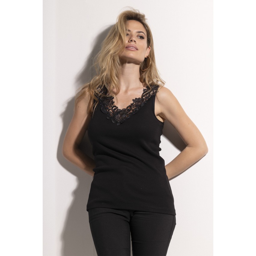 Canotta sottogiacca spalla larga donna merletto Admas 43485 cotone elasticizzato