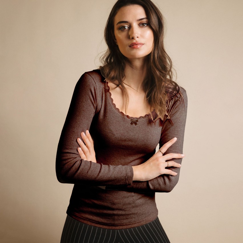 Maglia donna con scollo a V e merletto femminile Admas 43562