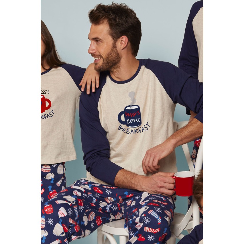 Pigiama uomo caldo cotone tazza colazione 55334 Admas