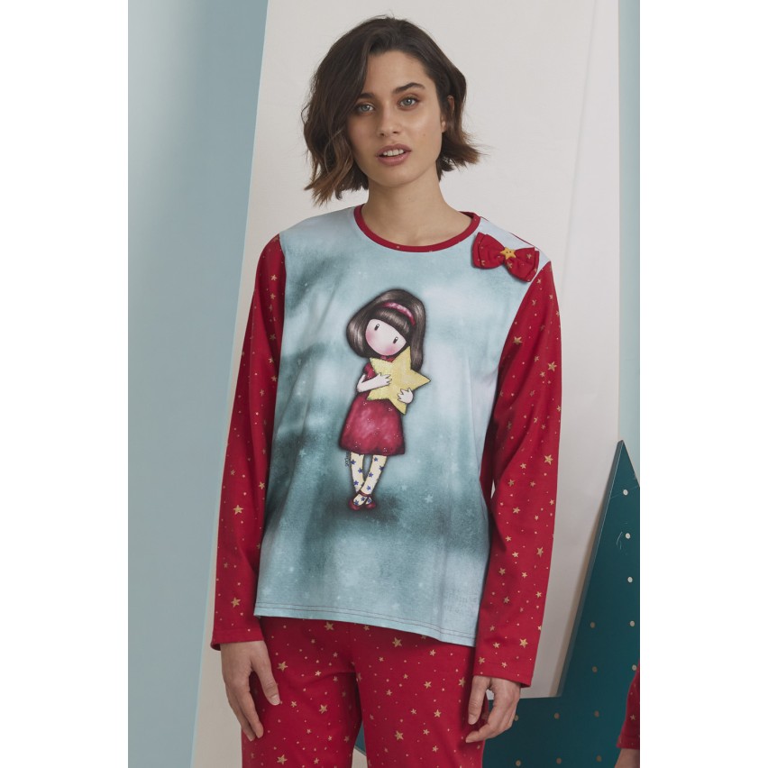 Pigiama donna Santoro Gorjuss 55530 con stelline