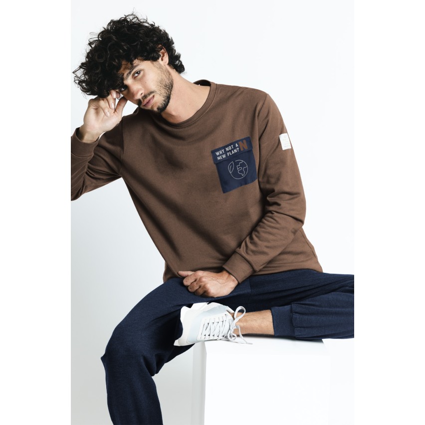 Pigiama in cotone felpato stile tuta uomo Admas 60303