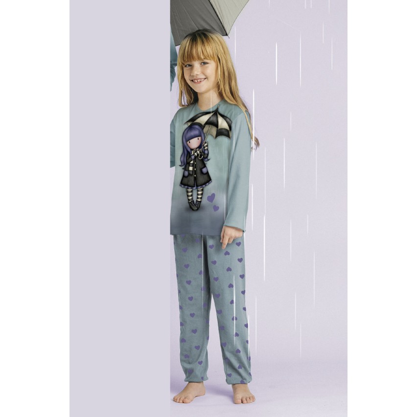Pigiama bambina Santoro Gorjuss 60842 caldo cotone avio