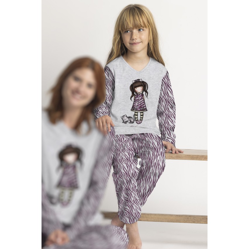 Pigiama bambina Santoro Gorjuss 60843 caldo cotone grigio