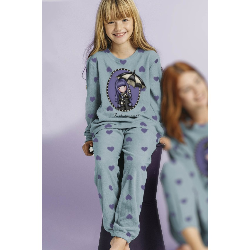 Pigiama bambina Santoro Gorjuss 60845 caldo pile cuori