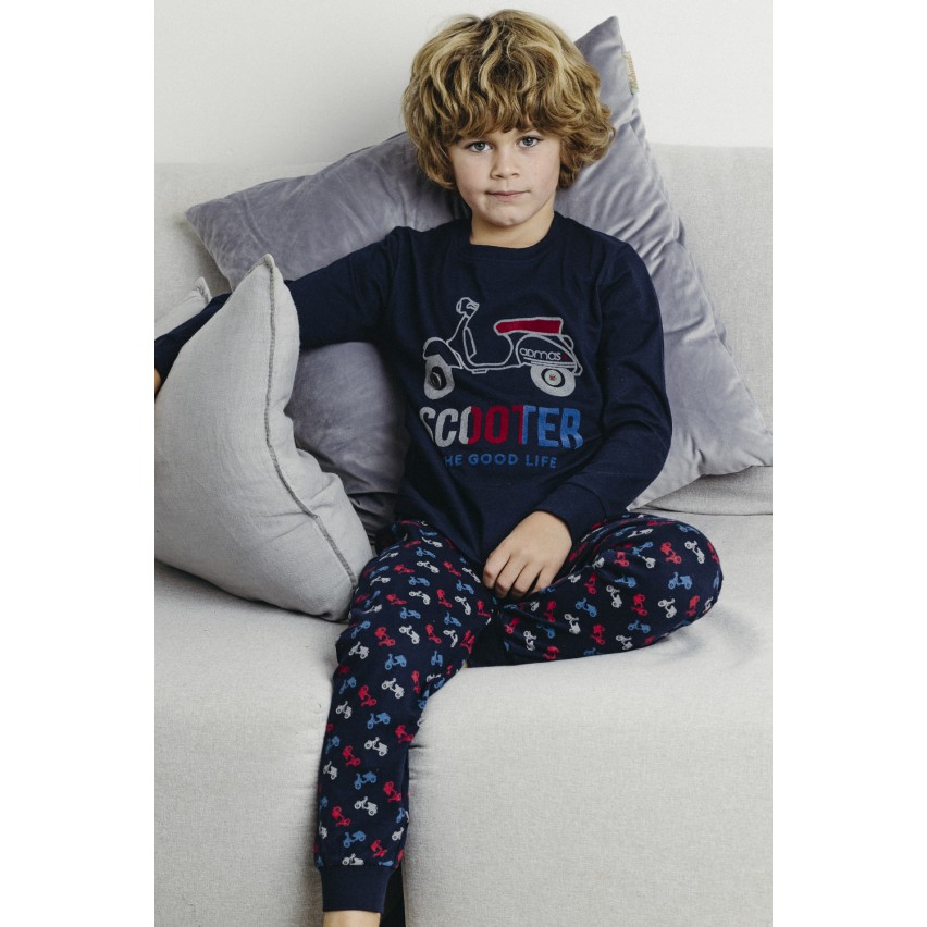Pigiama bambino in caldo cotone moto con polsini Admas 60885