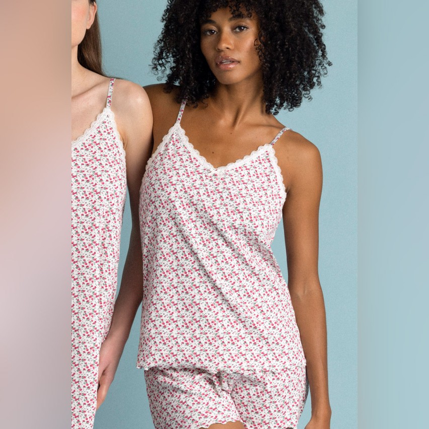 Pigiama donna top bretelline + pantaloncino fiori Admas 62095