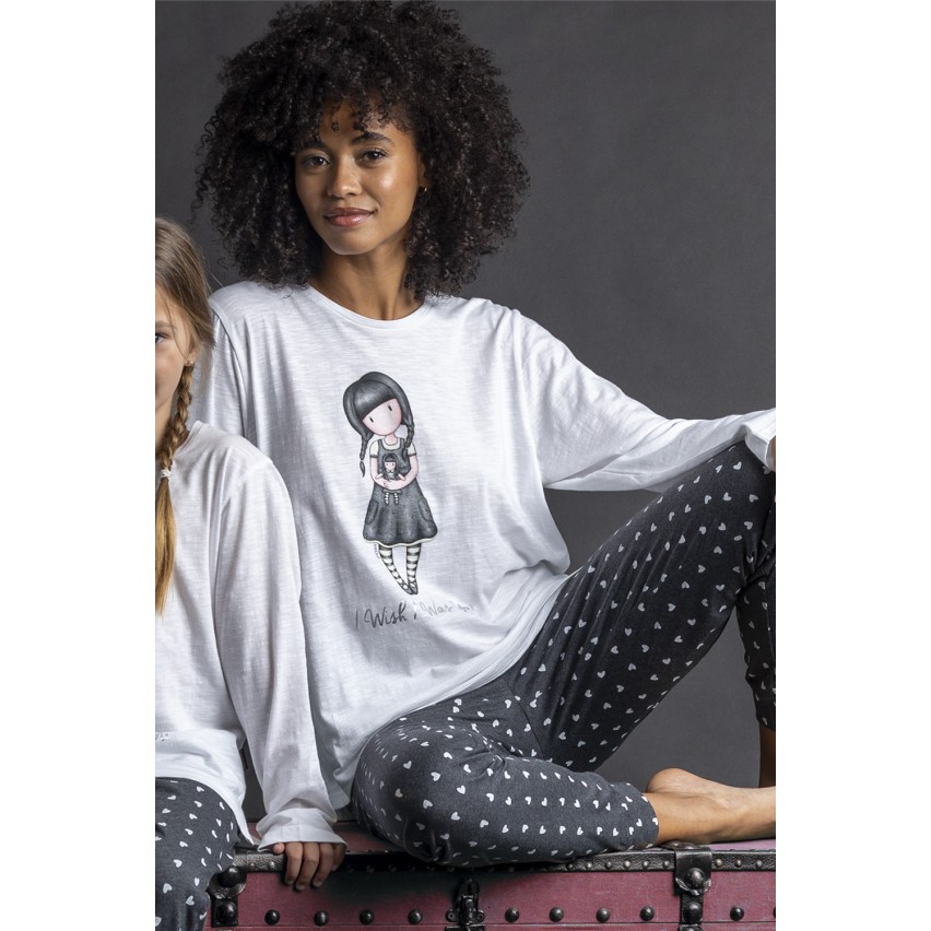 Pigiama donna lungo cotone Mercoledì Addams Santoro 62378