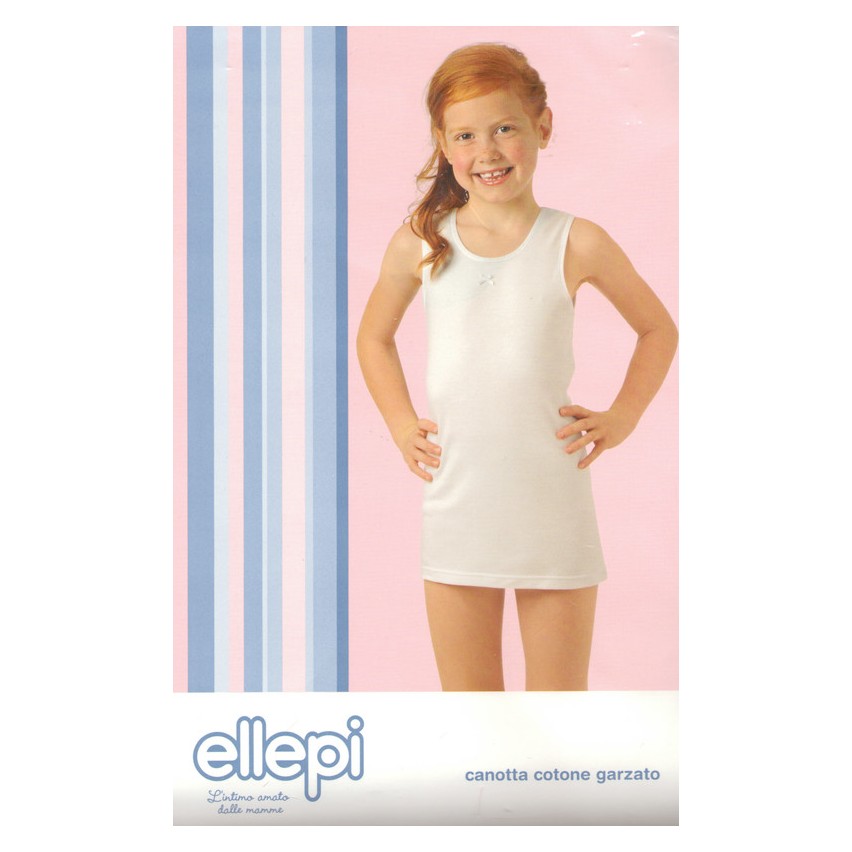 Canottiera bimba Ellepi 8221 spalla larga cotone garzato 3 pz