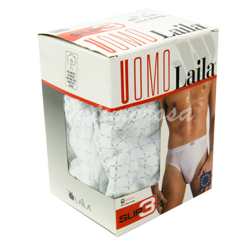 Slip uomo cotone fantasia fondo bianco Laila 6 paia