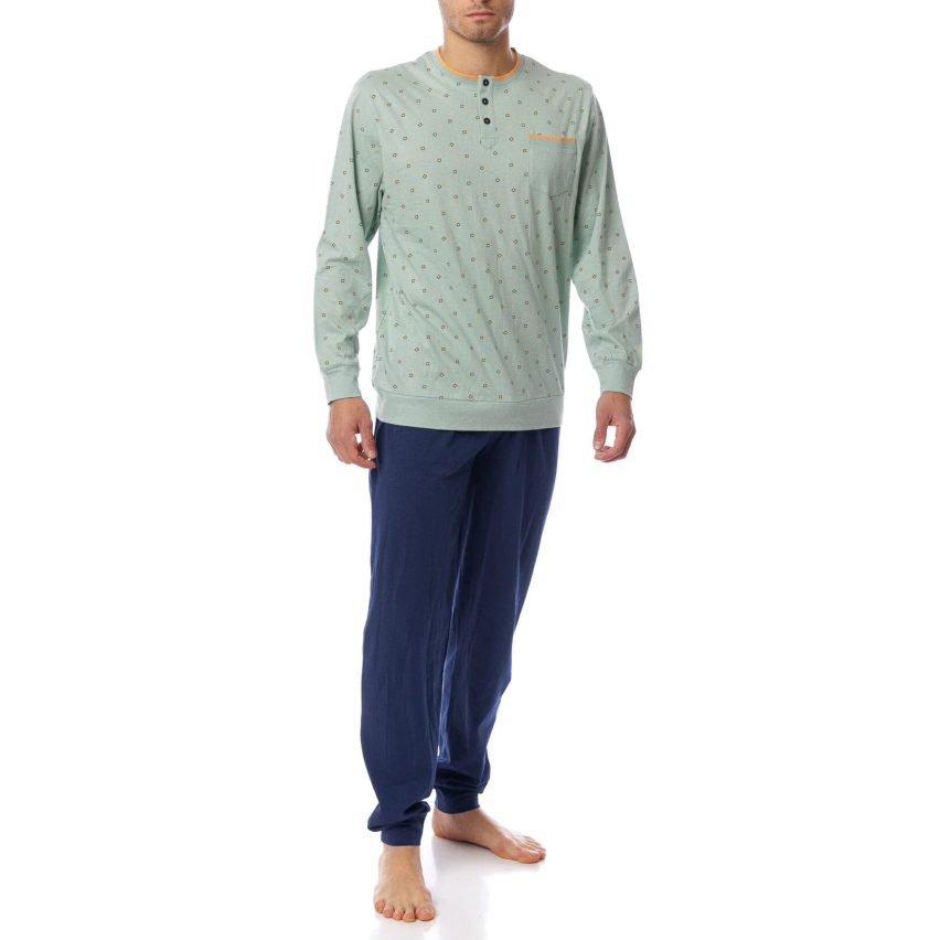 Pigiama uomo 100% cotone Cippi 0479-S23 salvia blu