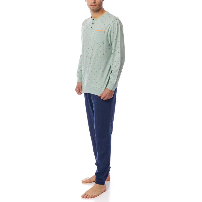 Pigiama uomo 100% cotone Cippi 0479-S23 salvia blu