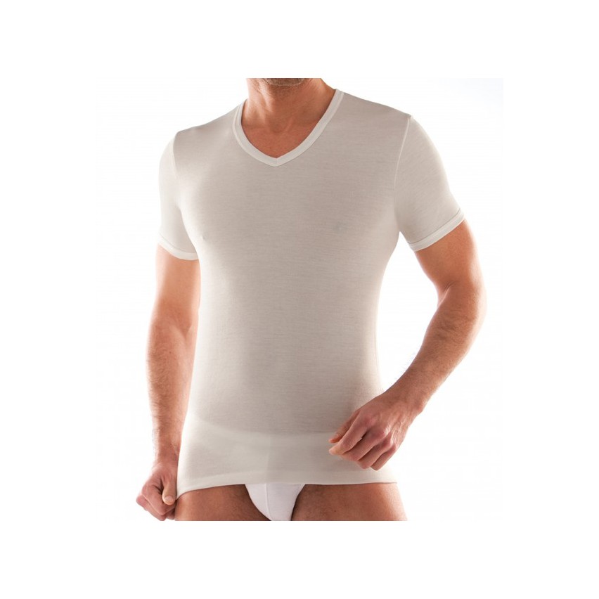 Maglia uomo lana Liabel a punta manica corta 0532153 lana cotone