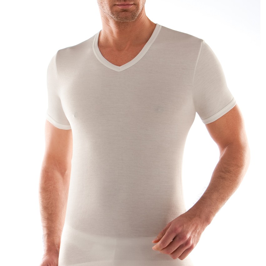 Maglia uomo lana Liabel a punta manica corta 0532153 lana cotone