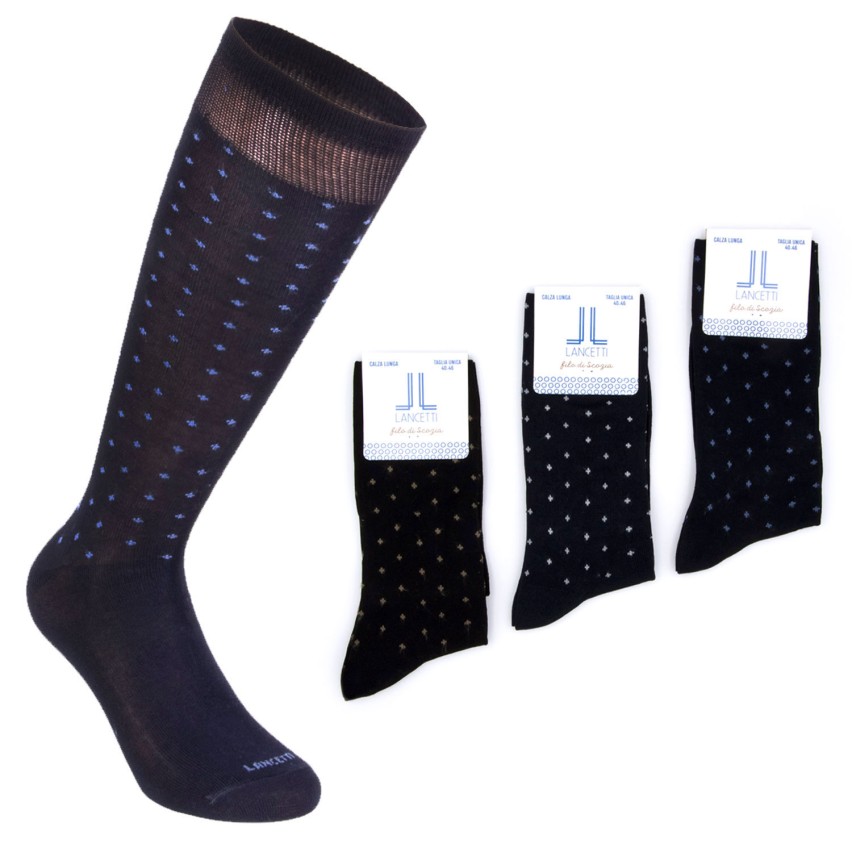 Calze lunghe uomo Lancetti 11 filo di scozia fantasia var. B 3 pz.