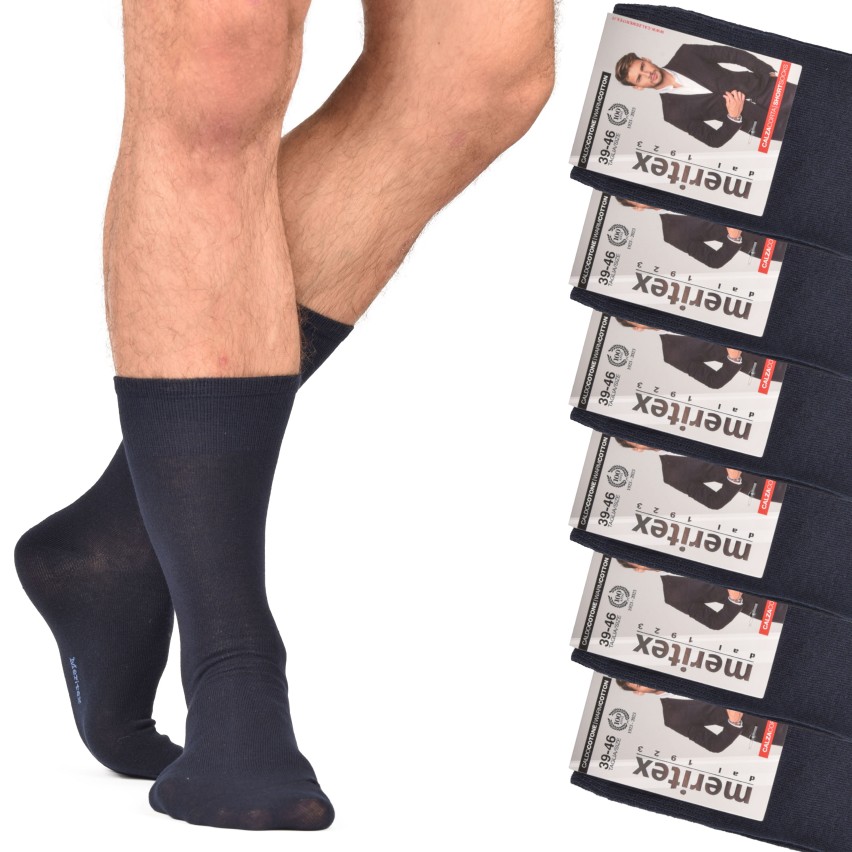 Calze uomo caldo cotone Meritex 121 corte 6 paia