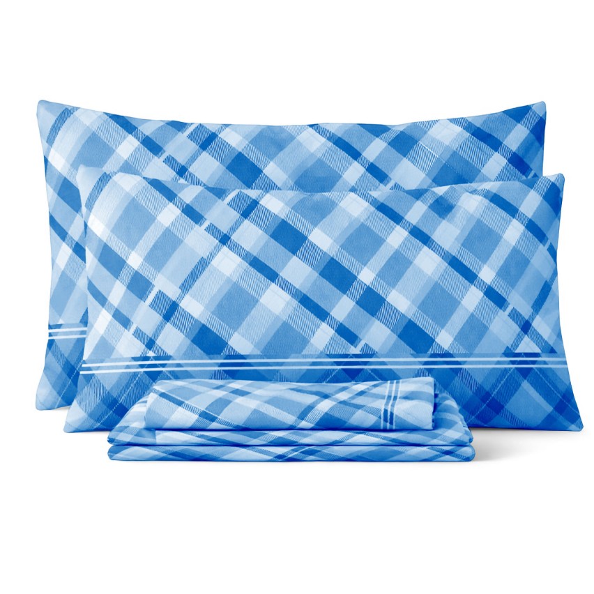 Completo letto in cotone tartan Biancaluna lyra