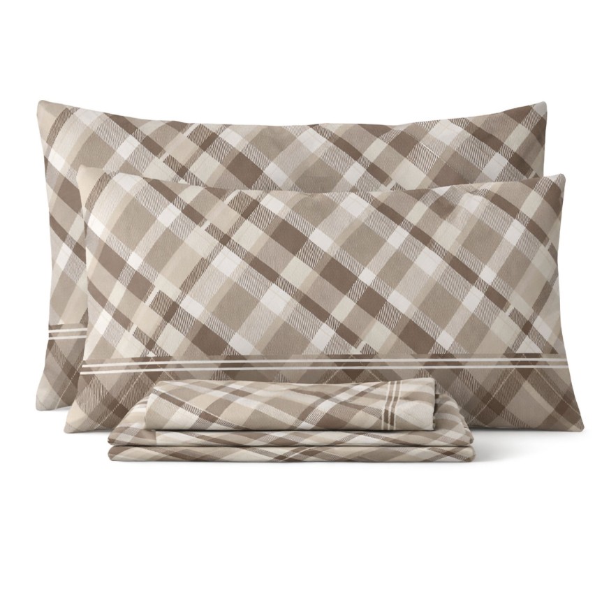 Completo letto in cotone tartan Biancaluna lyra