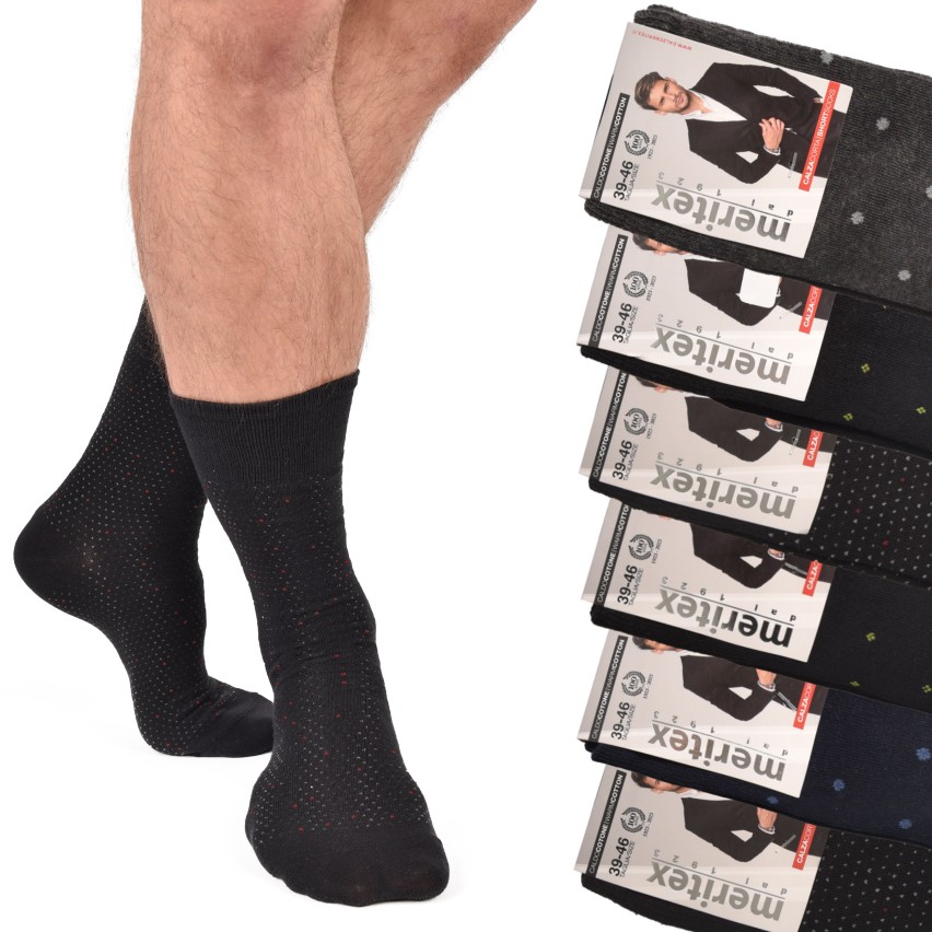 Calze corte assortite caldo cotone Meritex 1249 fantasia 6 paia 