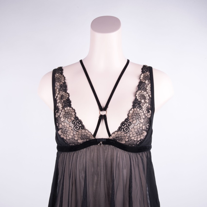 Sexy babydoll + perizoma Obsessive 873-bab-1 nero