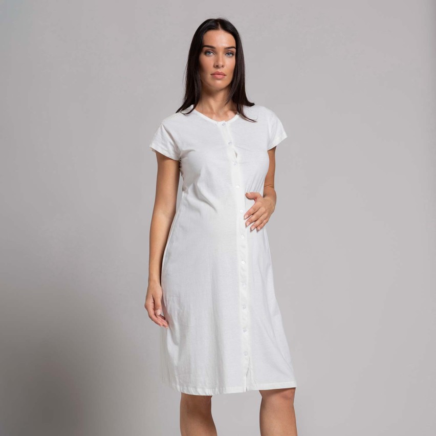 Camicia da notte premaman aperta cotone Biancaluna 26D21313