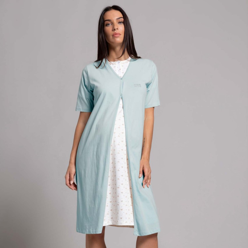Vestaglia donna premaman manica corta in cotone Biancaluna 26D21316