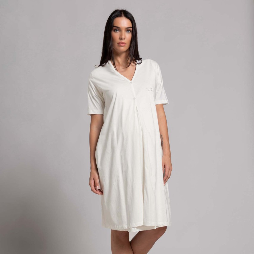 Vestaglia donna premaman manica corta in cotone Biancaluna 26D21316