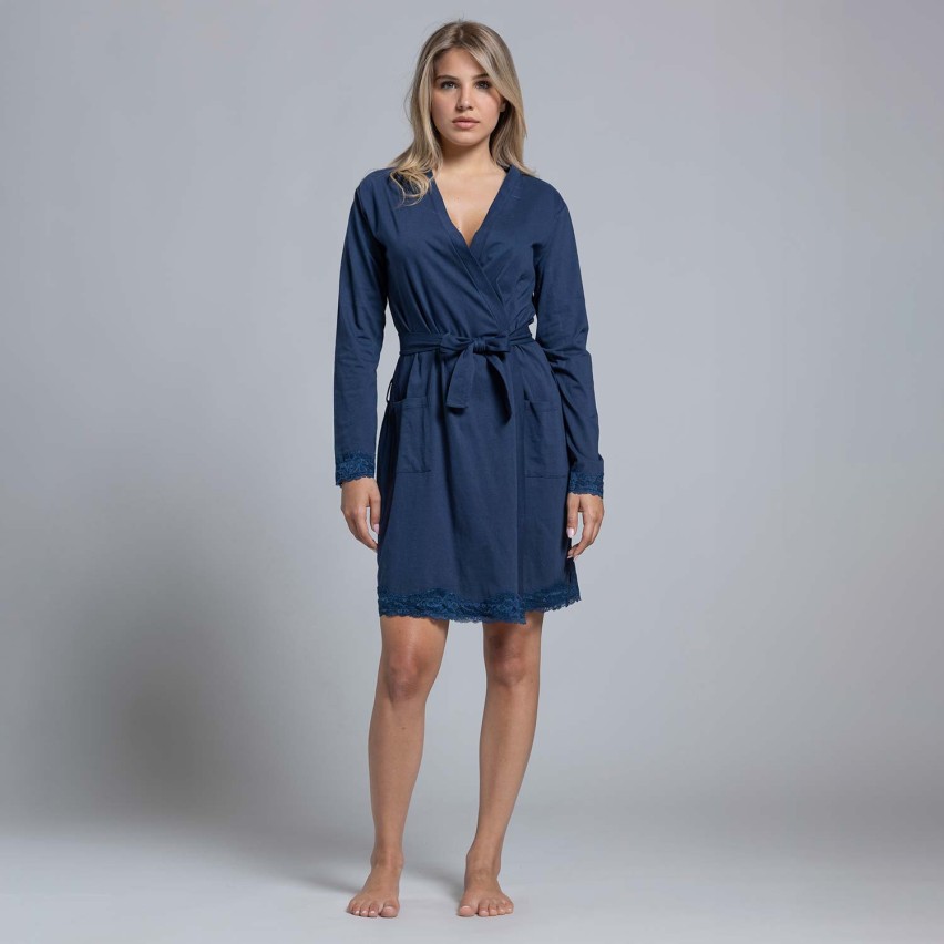 Vestaglia donna in cotone e pizzo Biancaluna 26D21769/21669