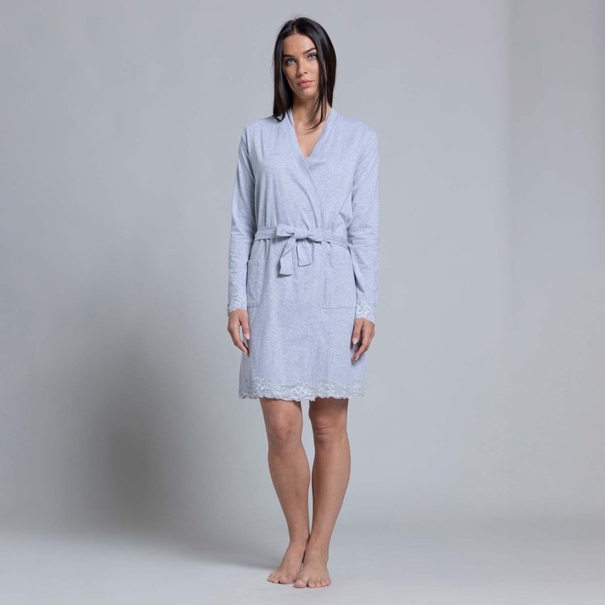 Vestaglia donna in cotone e pizzo Biancaluna 26D21769/21669