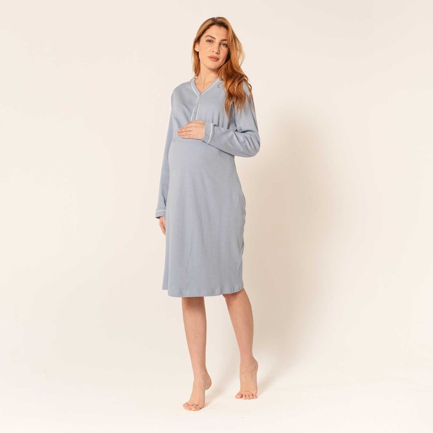 Camicia da notte premaman caldo cotone Biancaluna Kissimo 20302
