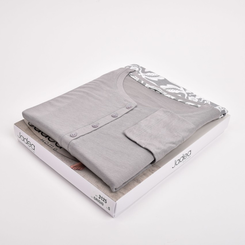 Pigiama donna Jadea 3125 cotone fantasia floreale grigio