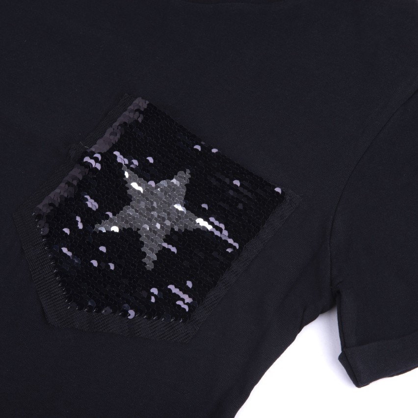 Maglia Jadea 4150 mezza manica 100% cotone taschino pailettes nero
