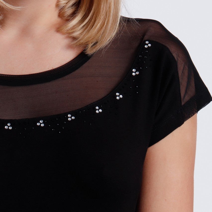 Sottogiacca donna Admas mezza manica 43488 con tulle nero