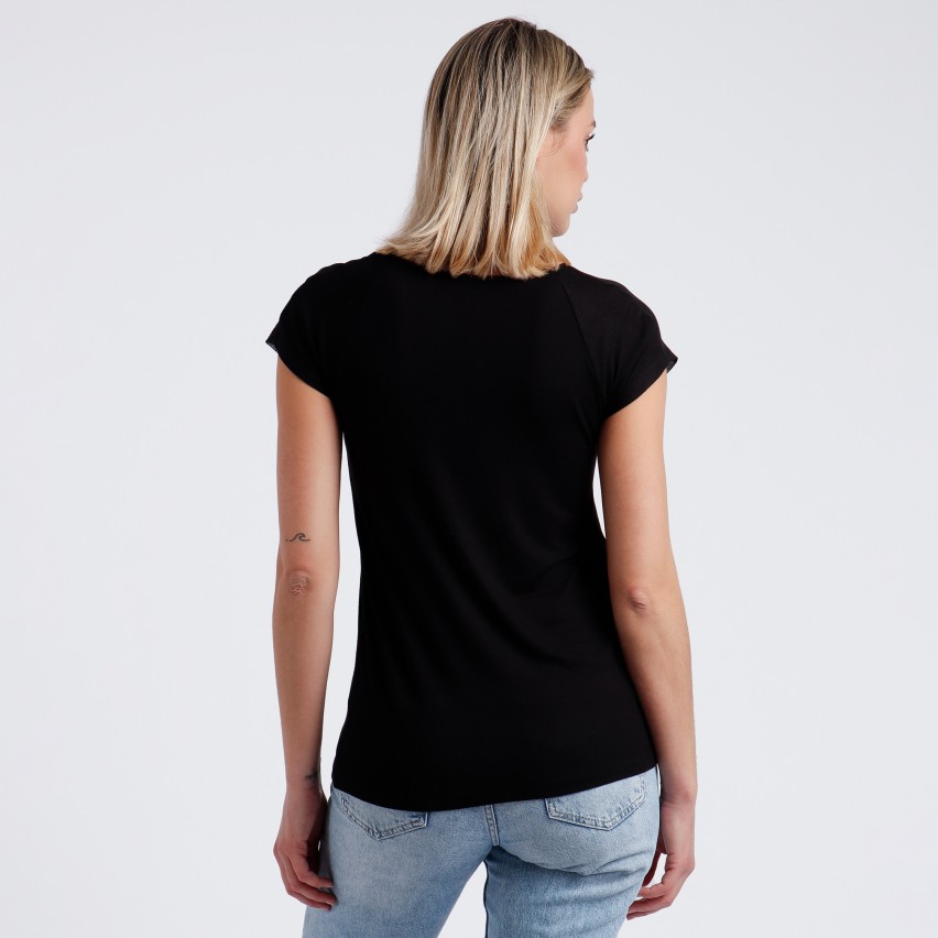 Sottogiacca cotone donna Admas 43489 con pizzo e raso nero