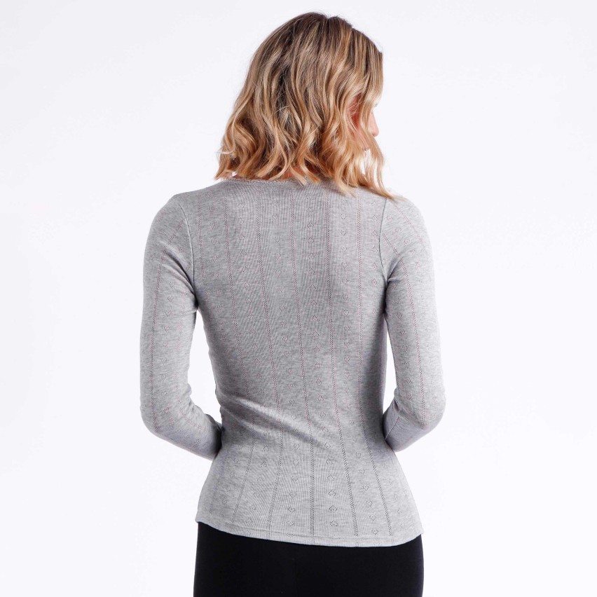 Maglia donna realizzata in tessuto a costine traforate con delicati cuoricini Admas 43495
