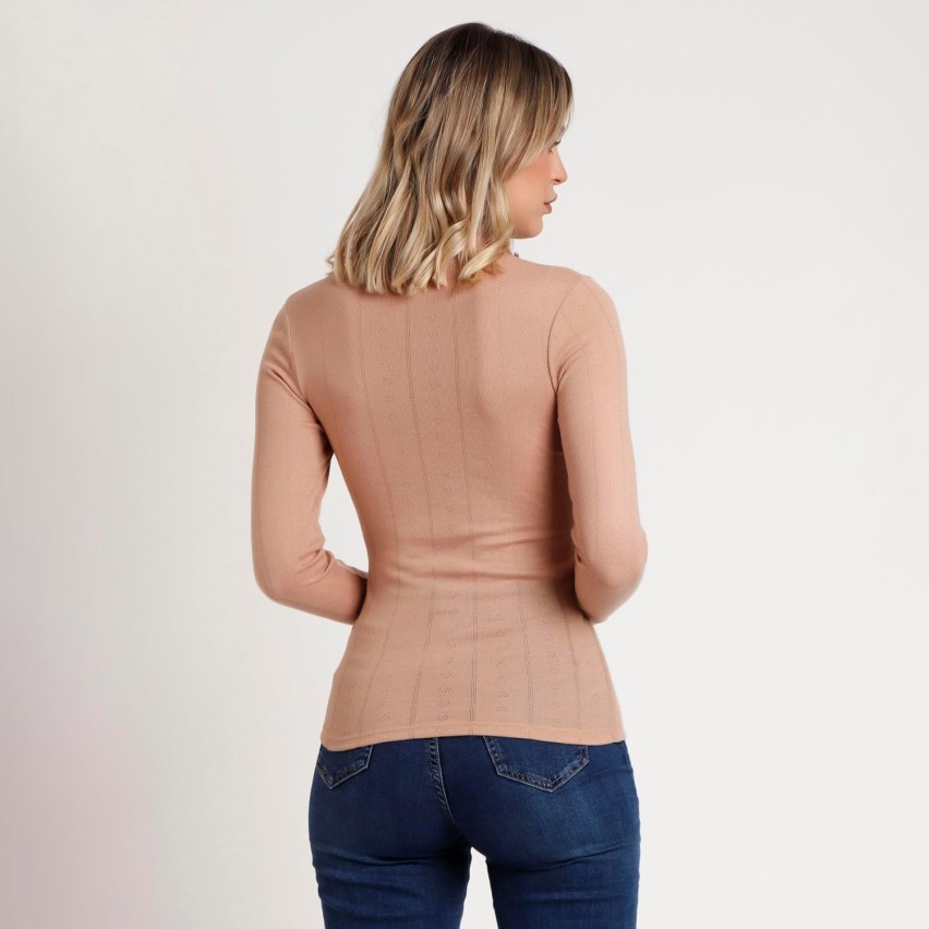 Maglia donna realizzata in tessuto a costine traforate con delicati cuoricini Admas 43495
