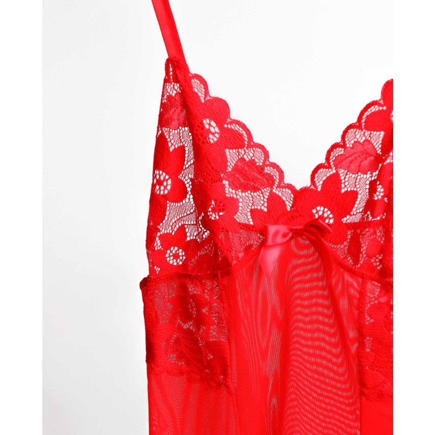 Babydoll sexy pizzo tulle rosso Natale Capodanno Admas 43547
