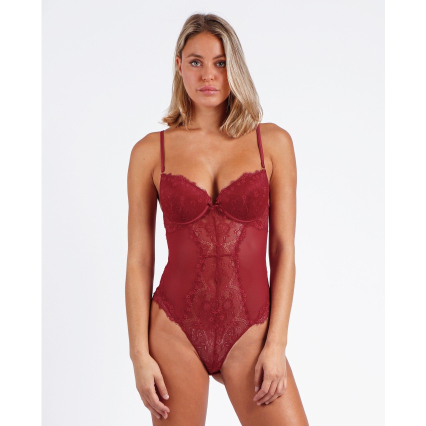 Body sexy rosso con ferretto in pizzo Admas 43637