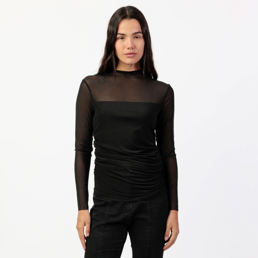 Maglia donna collo alto con brillantini in tulle Admas 43674