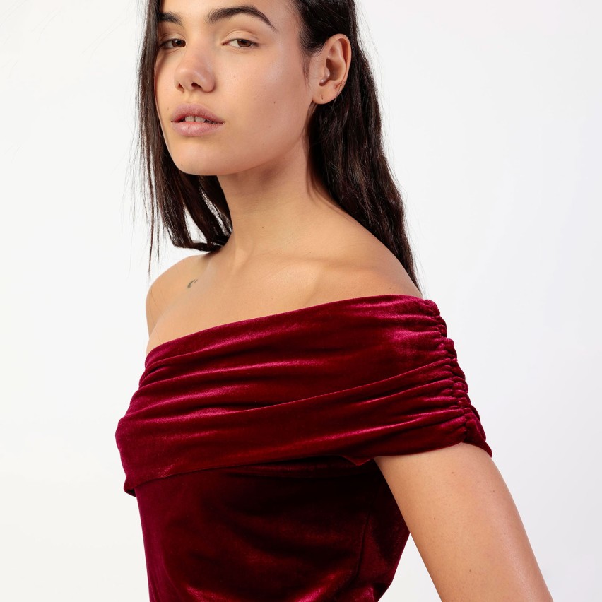 Maglia donna monospalla in velluto Admas 43680