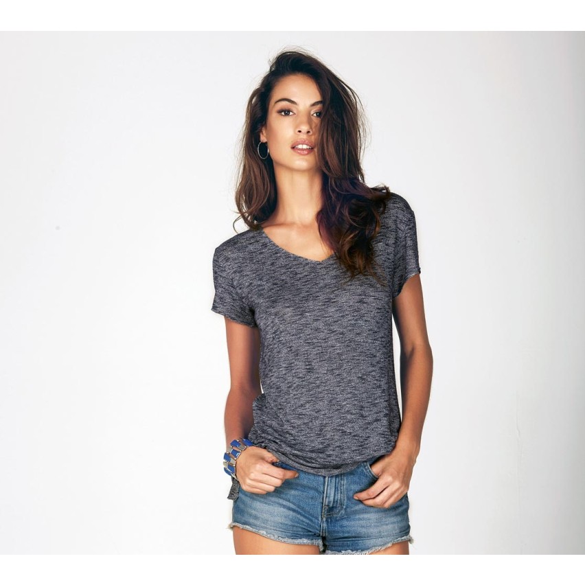 Maglia donna jadea 4654 moda mezze maniche collo a punta